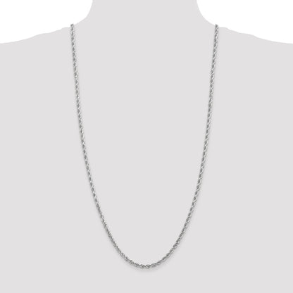 10K White Gold 4mm Diamond-Cut Rope Chain