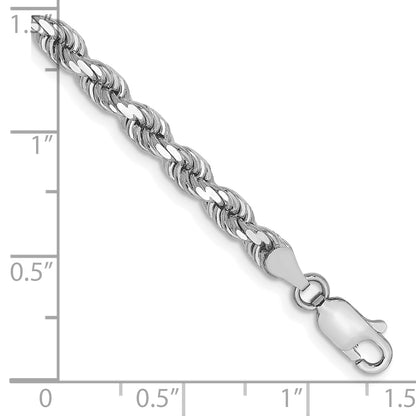 7 Inch 10K White Gold 4mm Diamond-Cut Rope Chain Bracelet