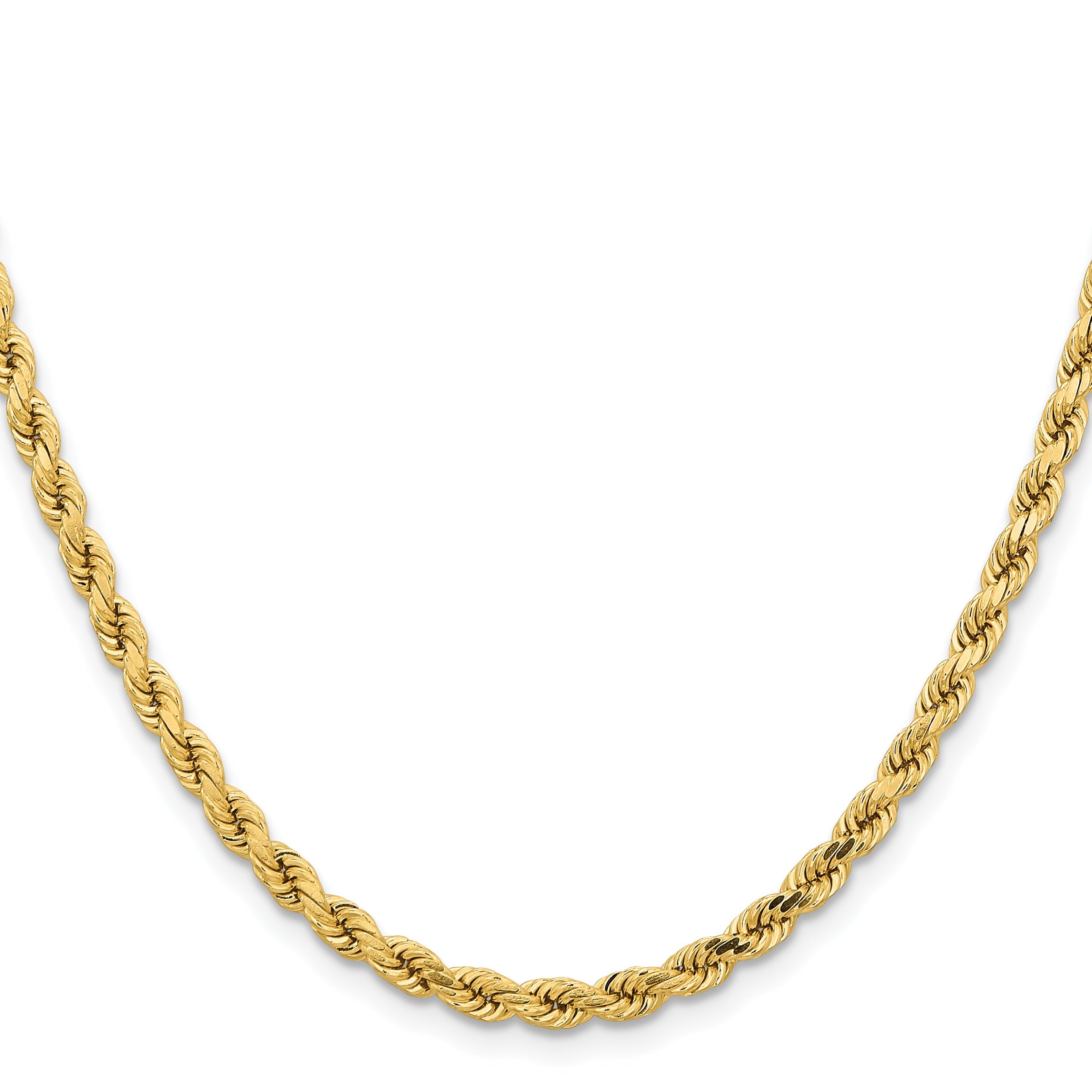 14k Yellow Gold 20 inch 4.25mm Diamond-cut Rope with Lobster Clasp Chain Necklace