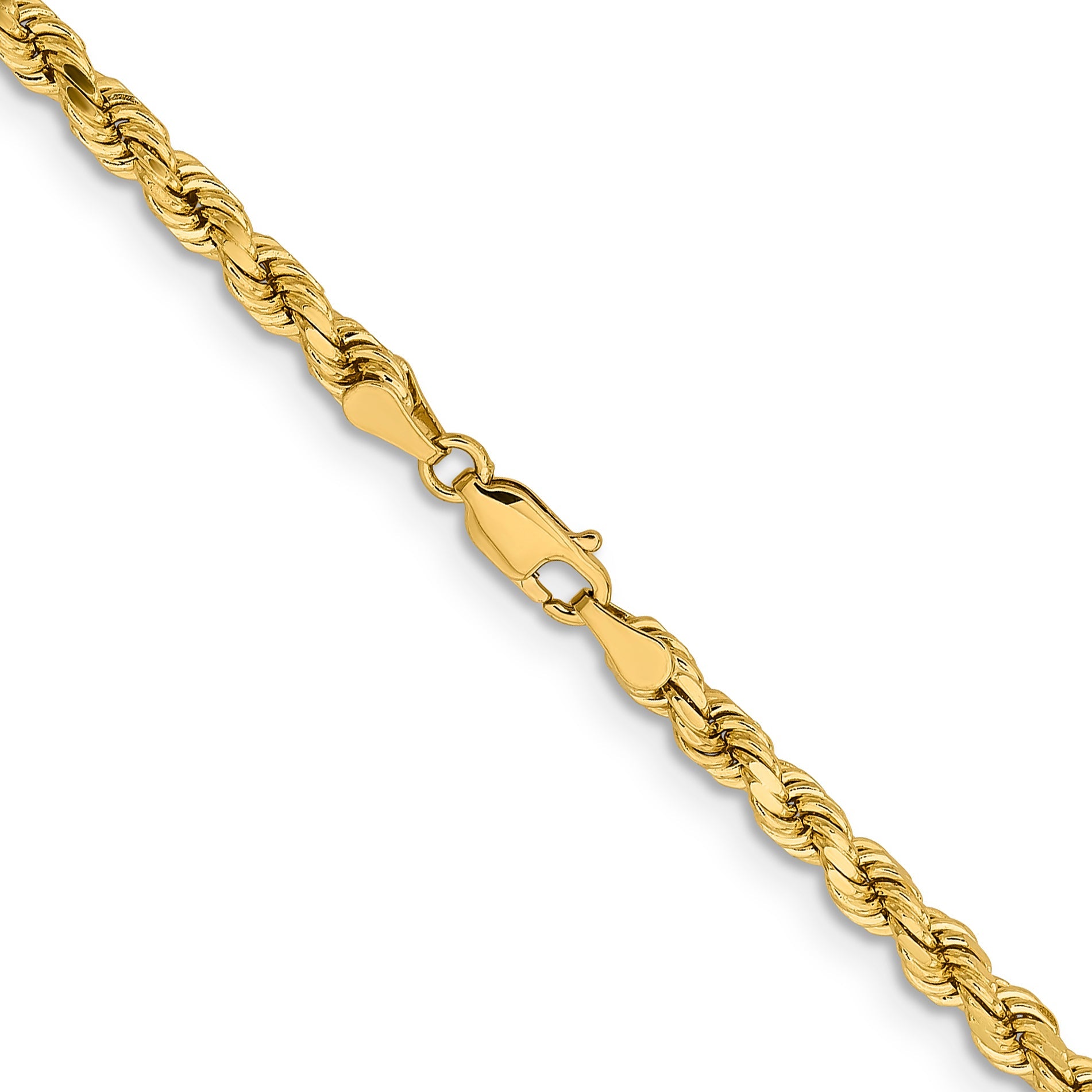 14k Yellow Gold 24 inch 4.25mm Diamond-cut Rope with Lobster Clasp Chain Necklace