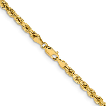 14k Yellow Gold 24 inch 4.25mm Diamond-cut Rope with Lobster Clasp Chain Necklace