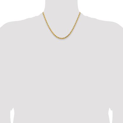 14k Yellow Gold 18 inch 4.25mm Diamond-cut Rope with Lobster Clasp Chain Necklace