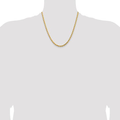 14k Yellow Gold 20 inch 4.25mm Diamond-cut Rope with Lobster Clasp Chain Necklace