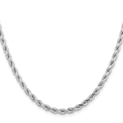 14k White Gold 20 inch 4.25mm Diamond-cut Rope with Lobster Clasp Chain Necklace