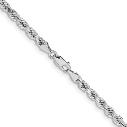 14k White Gold 22 inch 4.25mm Diamond-cut Rope with Lobster Clasp Chain Necklace