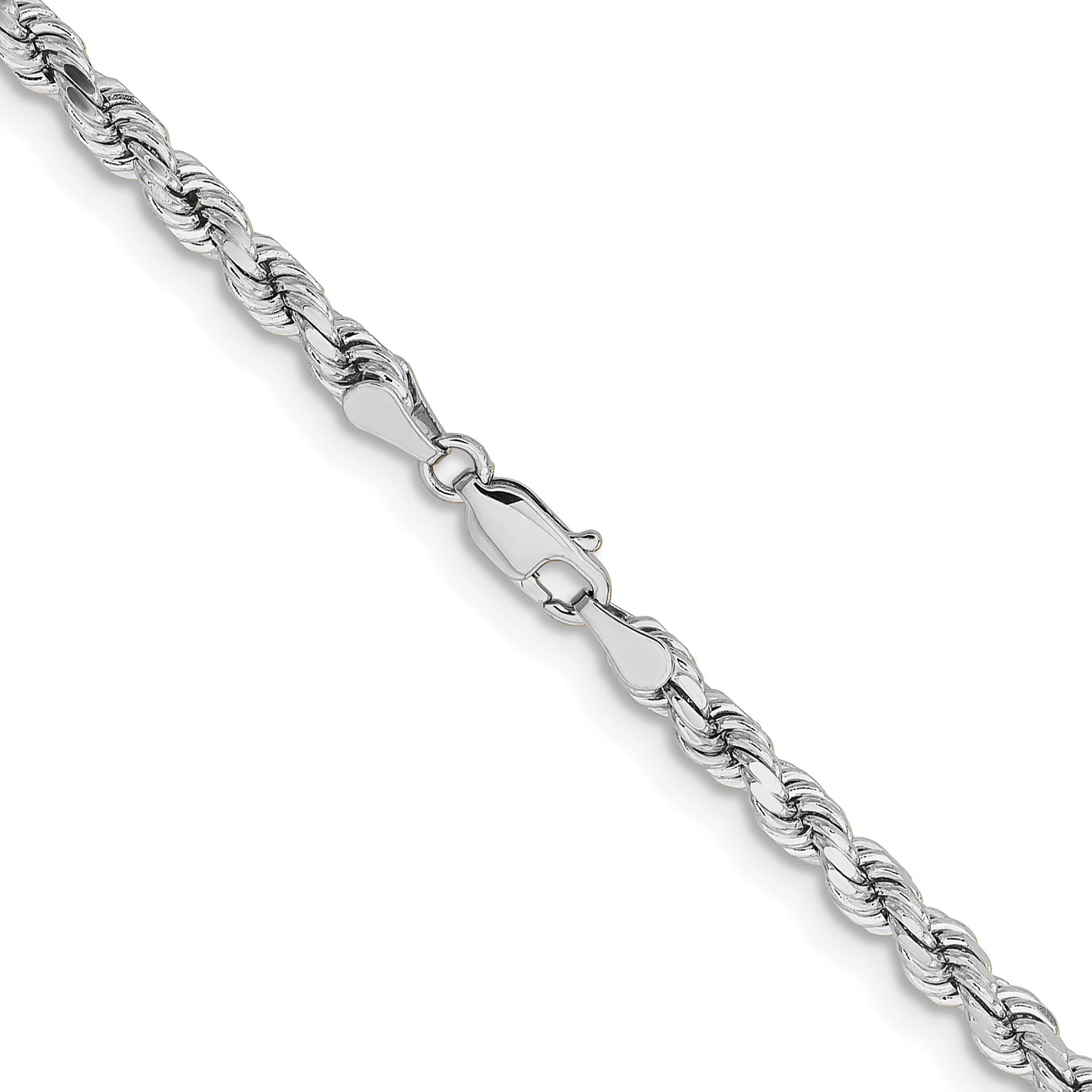 14k White Gold 30 inch 4.25mm Diamond-cut Rope with Lobster Clasp Chain Necklace