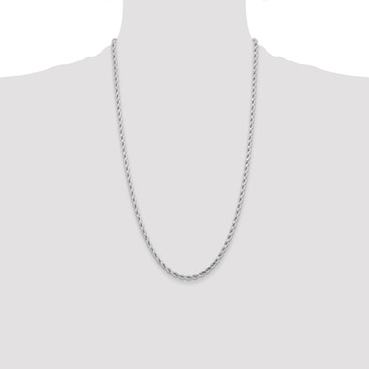 14k White Gold 26 inch 4.25mm Diamond-cut Rope with Lobster Clasp Chain Necklace