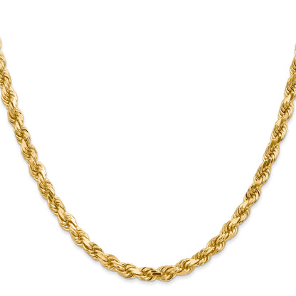14k Yellow Gold 22 inch 4.5mm Diamond-cut Rope with Lobster Clasp Chain Necklace