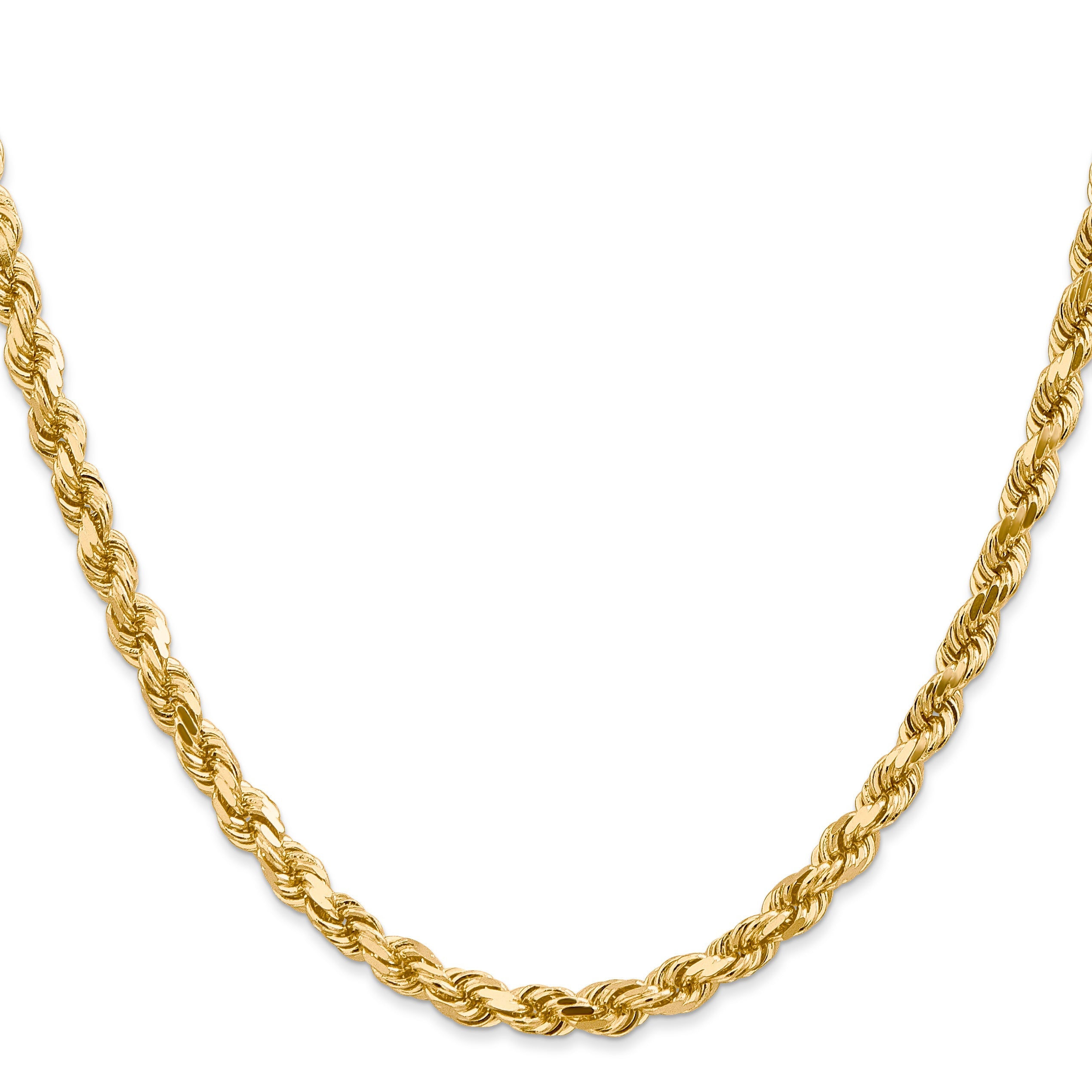 14k Yellow Gold 30 inch 4.5mm Diamond-cut Rope with Lobster Clasp Chain Necklace