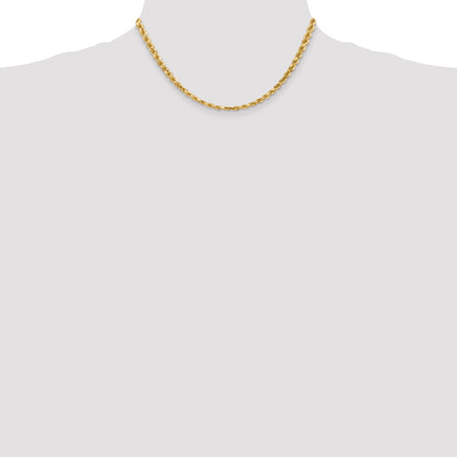 14k Yellow Gold 16 inch 4.5mm Diamond-cut Rope with Lobster Clasp Chain Necklace