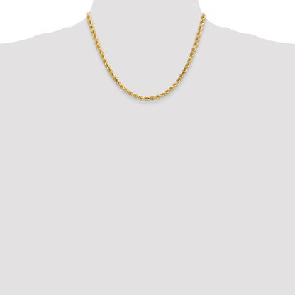 14k Yellow Gold 18 inch 4.5mm Diamond-cut Rope with Lobster Clasp Chain Necklace