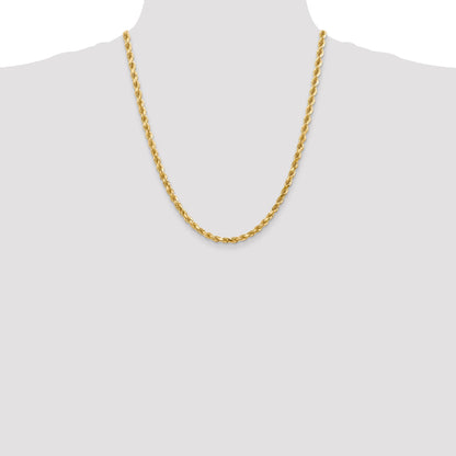 14k Yellow Gold 22 inch 4.5mm Diamond-cut Rope with Lobster Clasp Chain Necklace