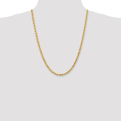 14k Yellow Gold 24 inch 4.5mm Diamond-cut Rope with Lobster Clasp Chain Necklace