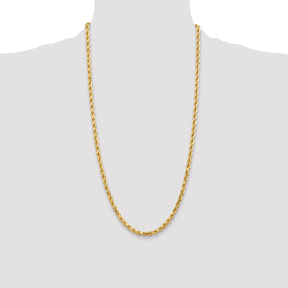 14k Yellow Gold 28 inch 4.5mm Diamond-cut Rope with Lobster Clasp Chain Necklace