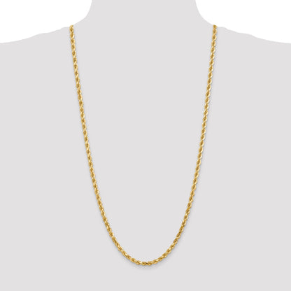 14k Yellow Gold 30 inch 4.5mm Diamond-cut Rope with Lobster Clasp Chain Necklace