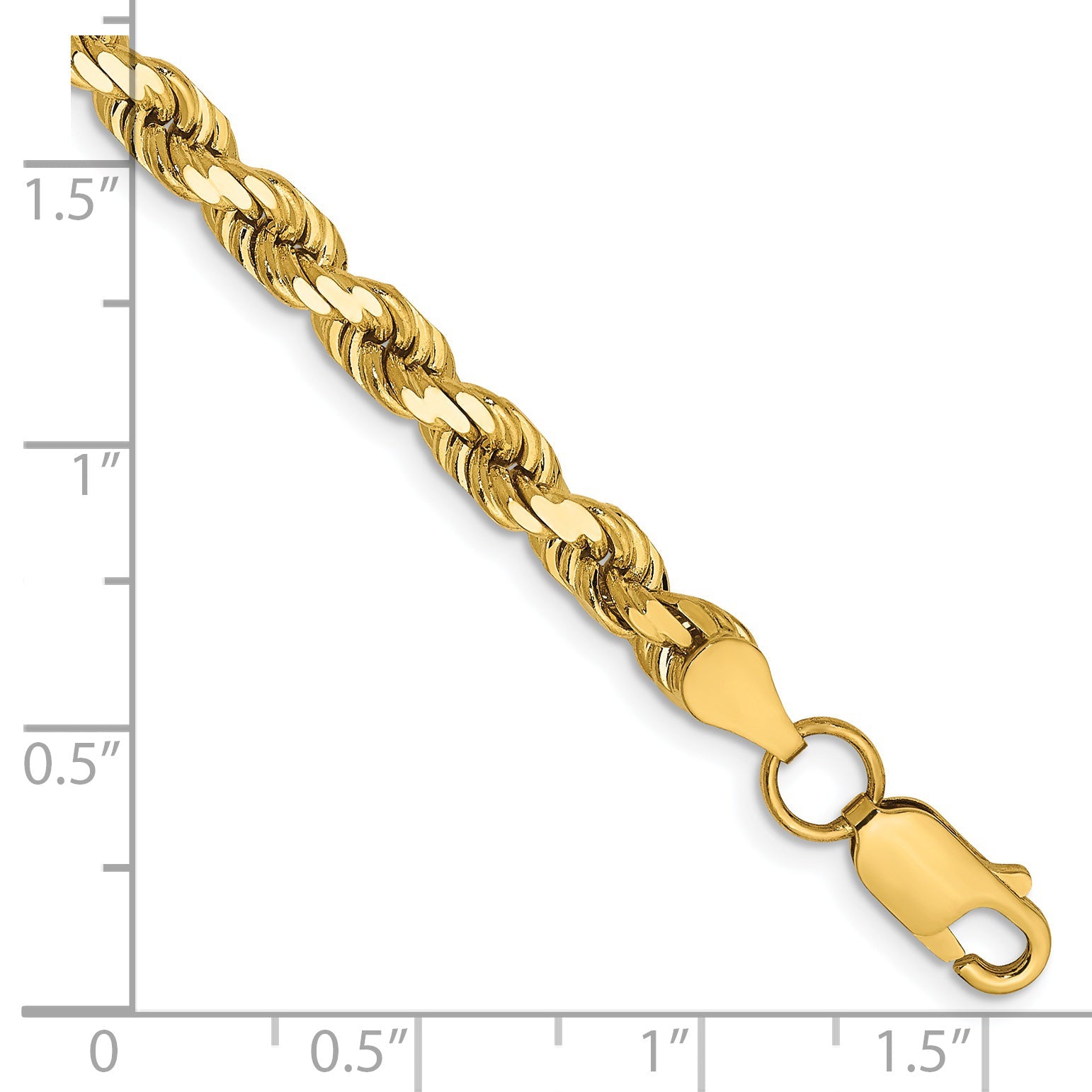 14k Yellow Gold 9 inch 4.5mm Diamond-cut Rope with Lobster Clasp Chain Bracelet
