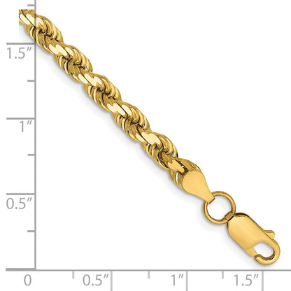 14k Yellow Gold 9 inch 4.5mm Diamond-cut Rope with Lobster Clasp Chain Bracelet