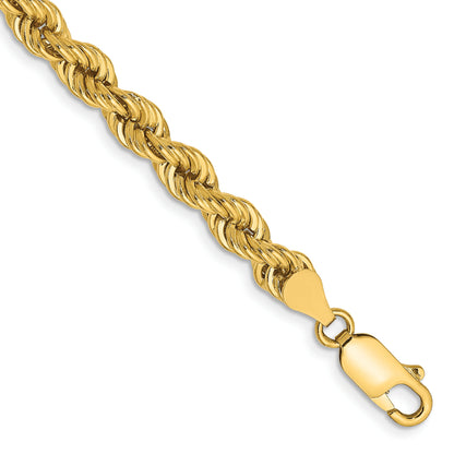 14k Yellow Gold 9 inch 5mm Regular Rope with Lobster Clasp Chain Bracelet