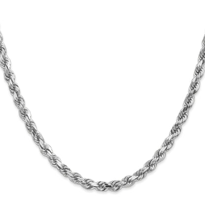 14k White Gold 30 inch 4.5mm Diamond-cut Rope with Lobster Clasp Chain Necklace