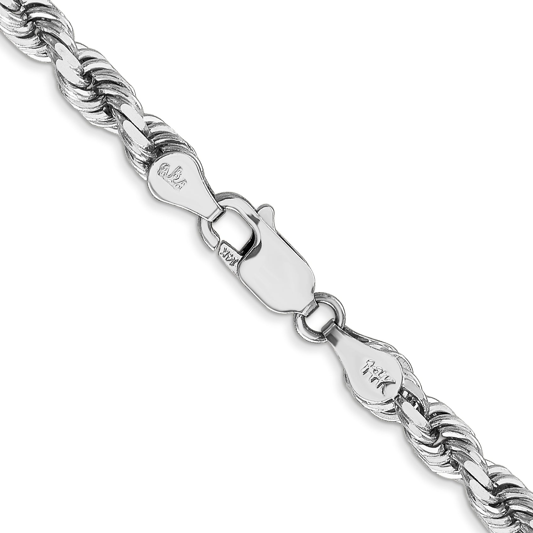 14k White Gold 24 inch 4.5mm Diamond-cut Rope with Lobster Clasp Chain Necklace