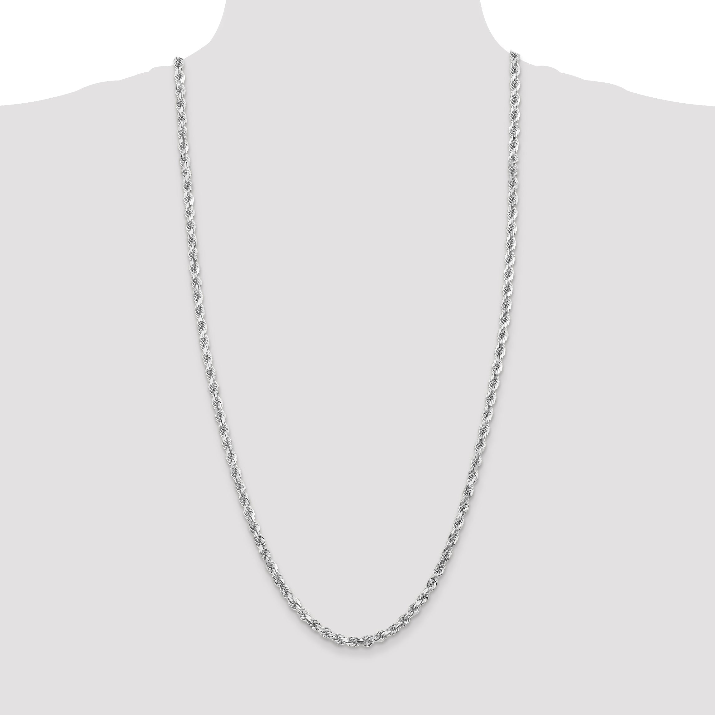 14k White Gold 30 inch 4.5mm Diamond-cut Rope with Lobster Clasp Chain Necklace