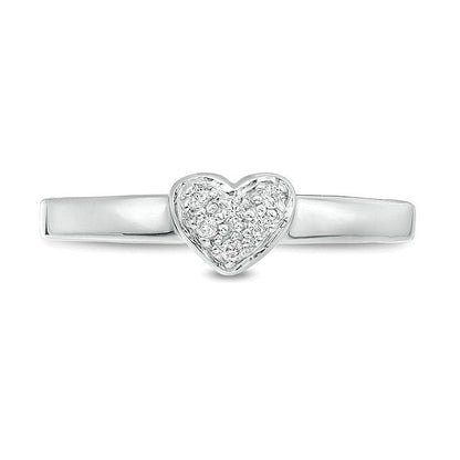 0.05 CT. TW Composite Diamond Heart-Shaped Promise Ring in 14K White Gold