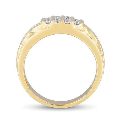 0.33 CT. TW Diamond Multi-Row Column Comfort-Fit Ring in 10K Gold