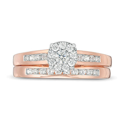 0.5 CT. TW Diamond Frame Bridal Set in 10K Rose Gold