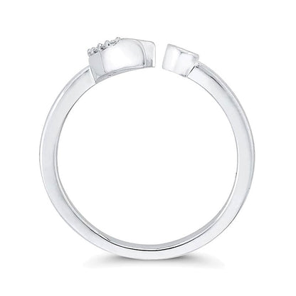0.1 CT. TW Diamond Crescent Moon Open Ring in 10K White Gold