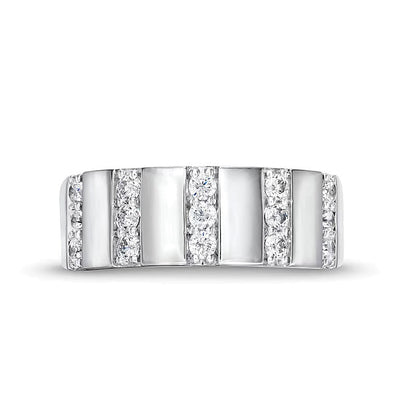 0.5 CT. TW Diamond Trio Linear Row Band in 10K White Gold