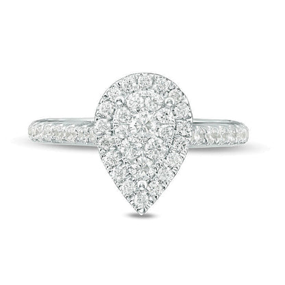 0.75 CT. TW Composite Diamond Pear-Shaped Frame Engagement Ring in 10K White Gold