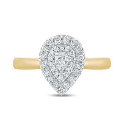 0.33 CT. TW Composite Diamond Double Pear-Shaped Frame Engagement Ring in 14K Gold