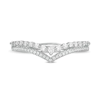 0.25 CT. TW Diamond Double Chevron Anniversary Band in 10K White Gold