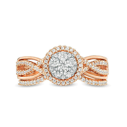 0.38 CT. TW Composite Diamond Crossover Shank Bridal Set in 10K Rose Gold