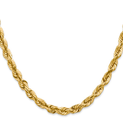 14k Yellow Gold 28 inch 5.5mm Diamond-cut Rope with Lobster Clasp Chain Necklace