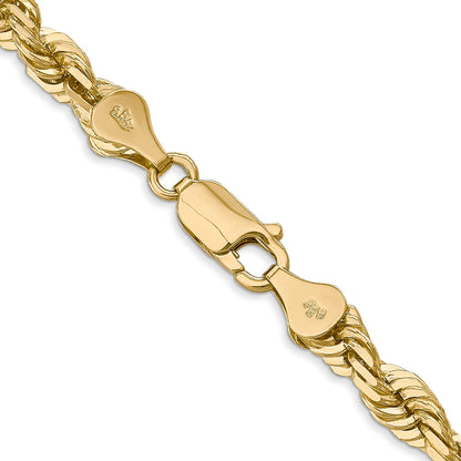 14k Yellow Gold 16 inch 5.5mm Diamond-cut Rope with Lobster Clasp Chain Necklace