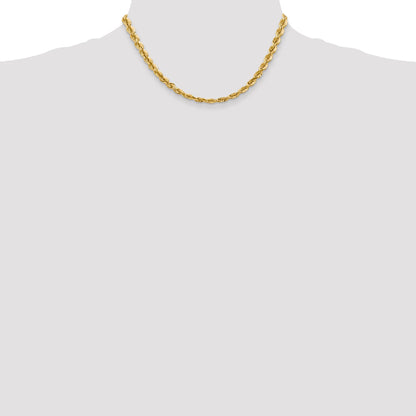 14k Yellow Gold 16 inch 5.5mm Diamond-cut Rope with Lobster Clasp Chain Necklace
