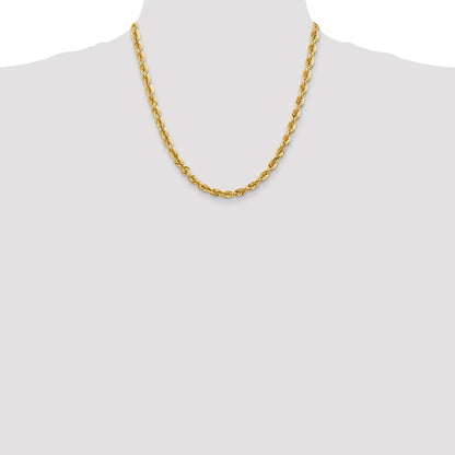 14k Yellow Gold 20 inch 5.5mm Diamond-cut Rope with Lobster Clasp Chain Necklace