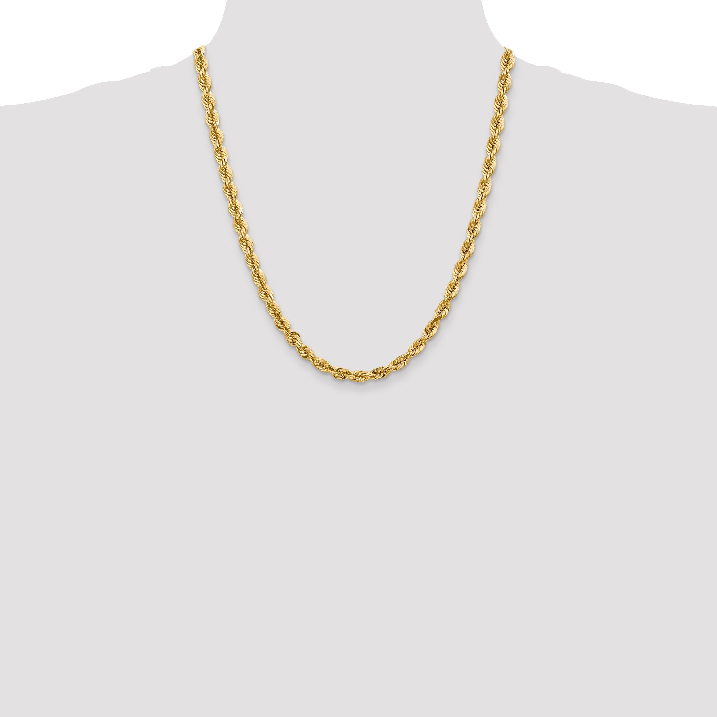 14k Yellow Gold 22 inch 5.5mm Diamond-cut Rope with Lobster Clasp Chain Necklace