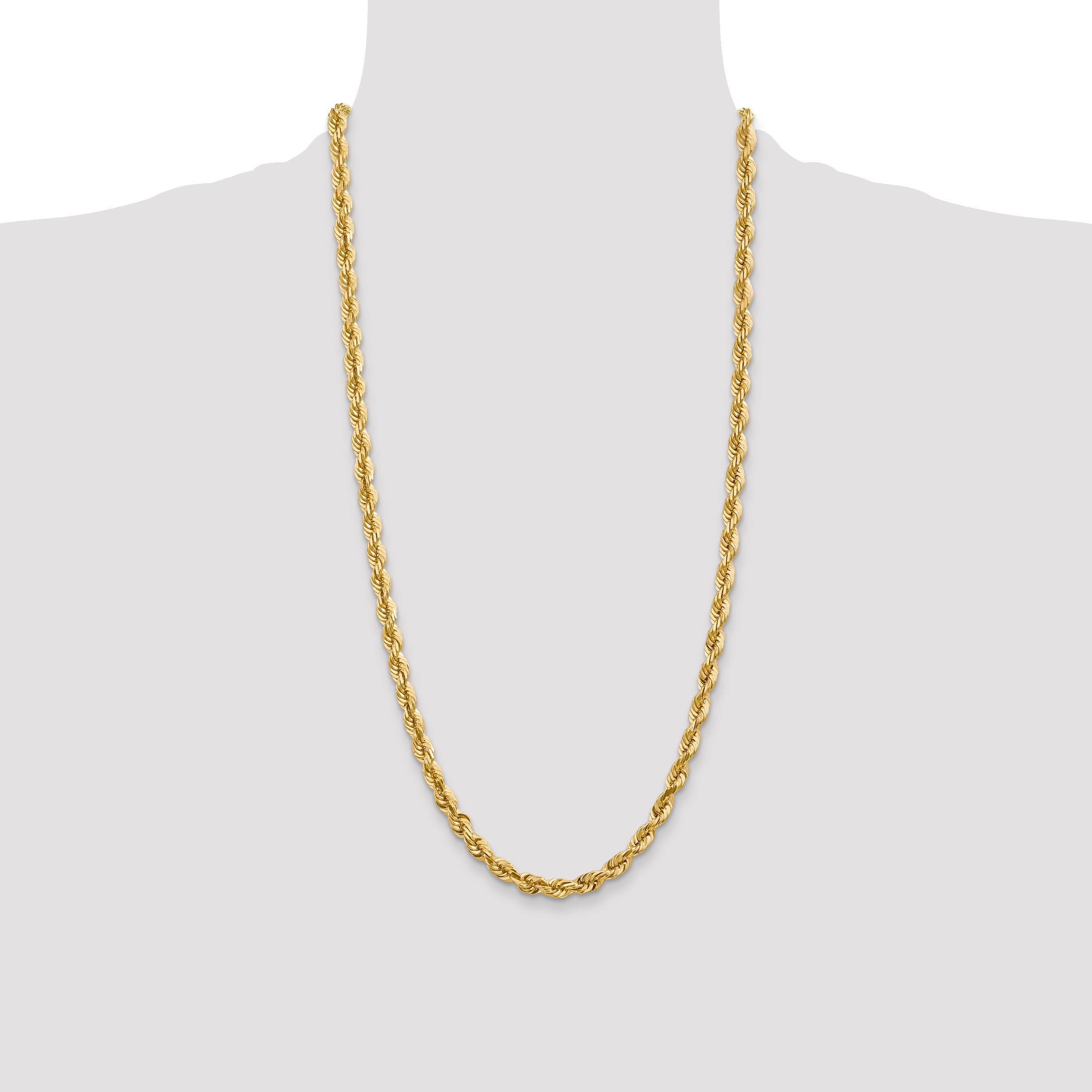 14k Yellow Gold 28 inch 5.5mm Diamond-cut Rope with Lobster Clasp Chain Necklace