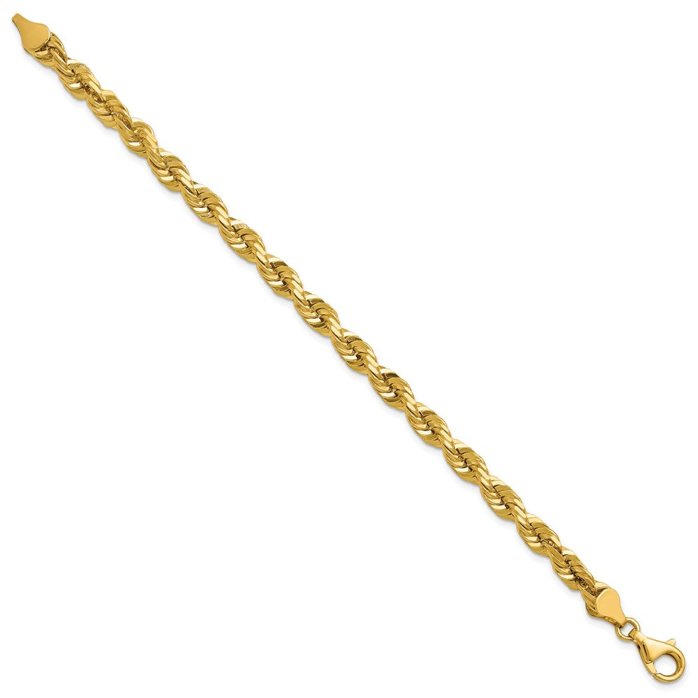 14k Yellow Gold 8 inch 5.5mm Diamond-cut Rope with Lobster Clasp Chain Bracelet