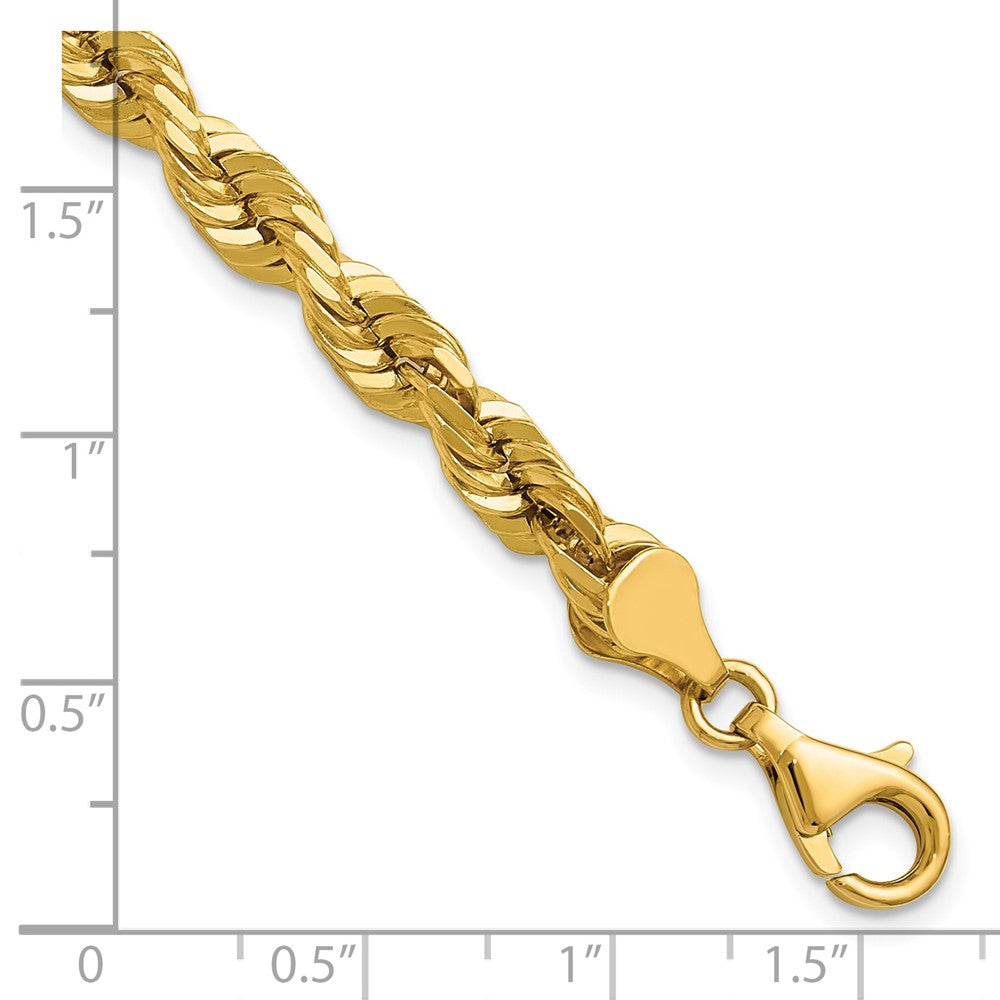 14k Yellow Gold 8 inch 5.5mm Diamond-cut Rope with Lobster Clasp Chain Bracelet