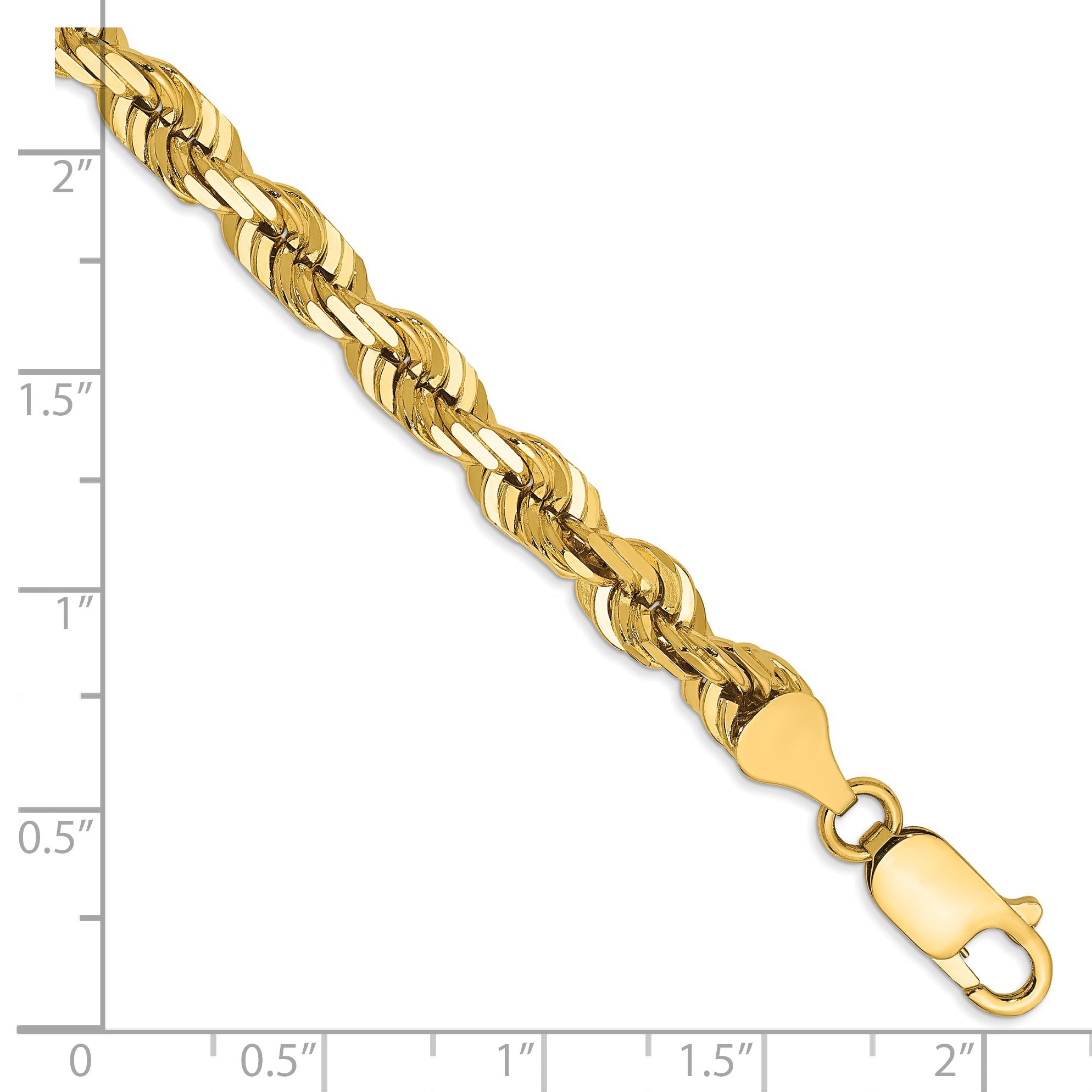 14k Yellow Gold 8 inch 5.5mm Diamond-cut Rope with Lobster Clasp Chain Bracelet