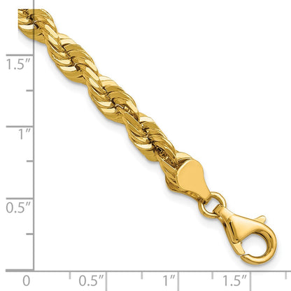 14k Yellow Gold 9 inch 5.5mm Diamond-cut Rope with Lobster Clasp Chain Bracelet