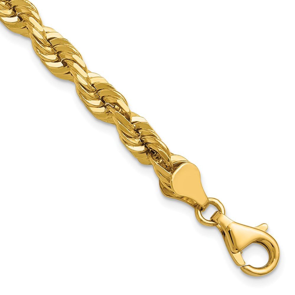 14k Yellow Gold 7 inch 5.5mm Diamond-cut Rope with Lobster Clasp Chain Bracelet