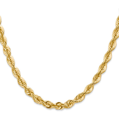 14k Yellow Gold 24 inch 6mm Regular Rope with Lobster Clasp Chain Necklace