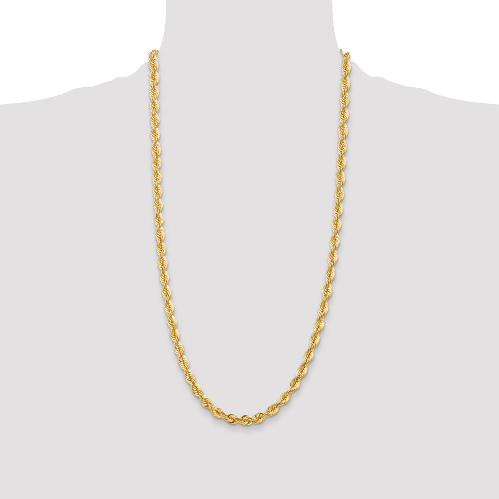 14k Yellow Gold 28 inch 6mm Regular Rope with Lobster Clasp Chain Necklace