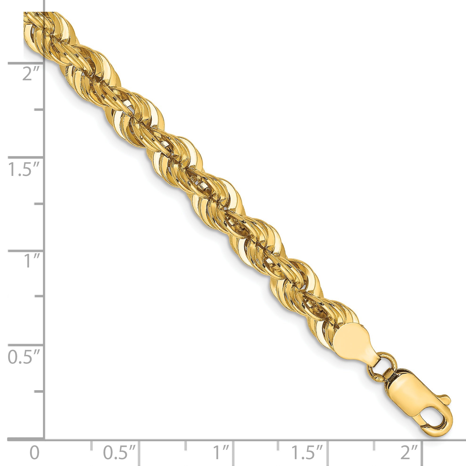 14k Yellow Gold 8 inch 6mm Regular Rope with Lobster Clasp Chain Bracelet