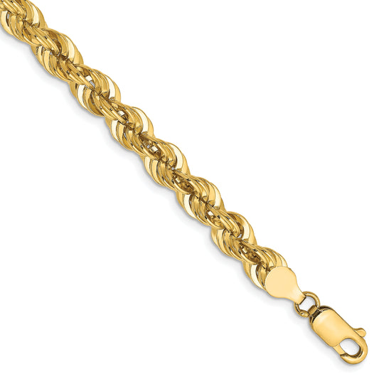 14k Yellow Gold 8 inch 6mm Regular Rope with Lobster Clasp Chain Bracelet