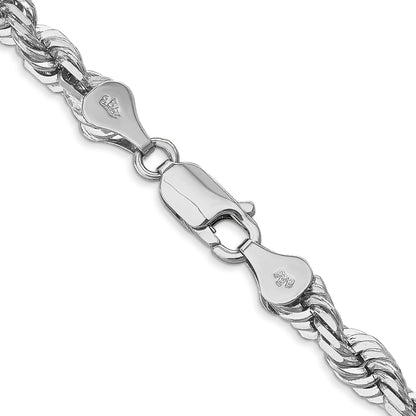 14k White Gold 24 inch 5.5mm Diamond-cut Rope with Lobster Clasp Chain Necklace